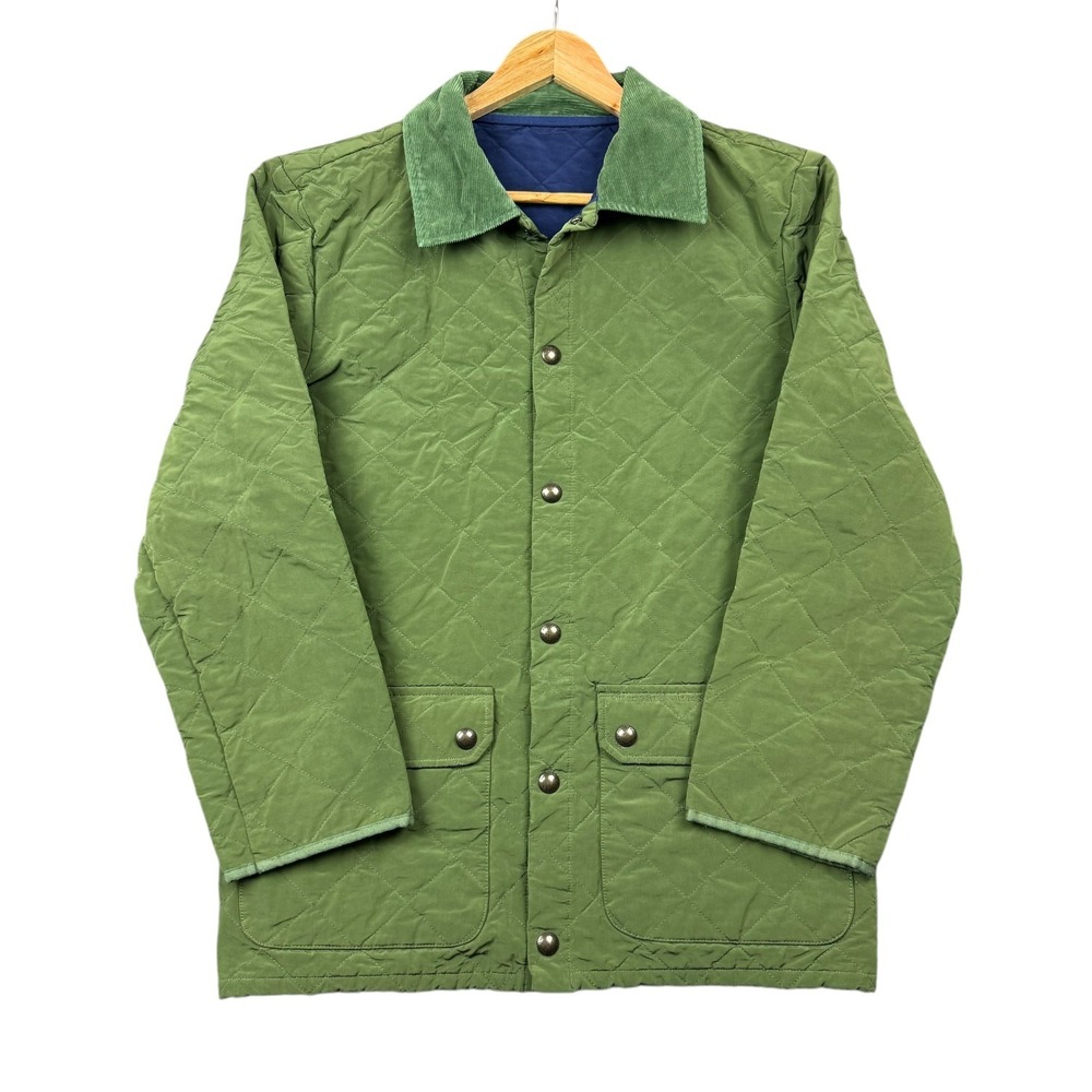 Vineyard Vines Jacket Men Medium Green Quilted Chore Barn Coat Corduroy Collar